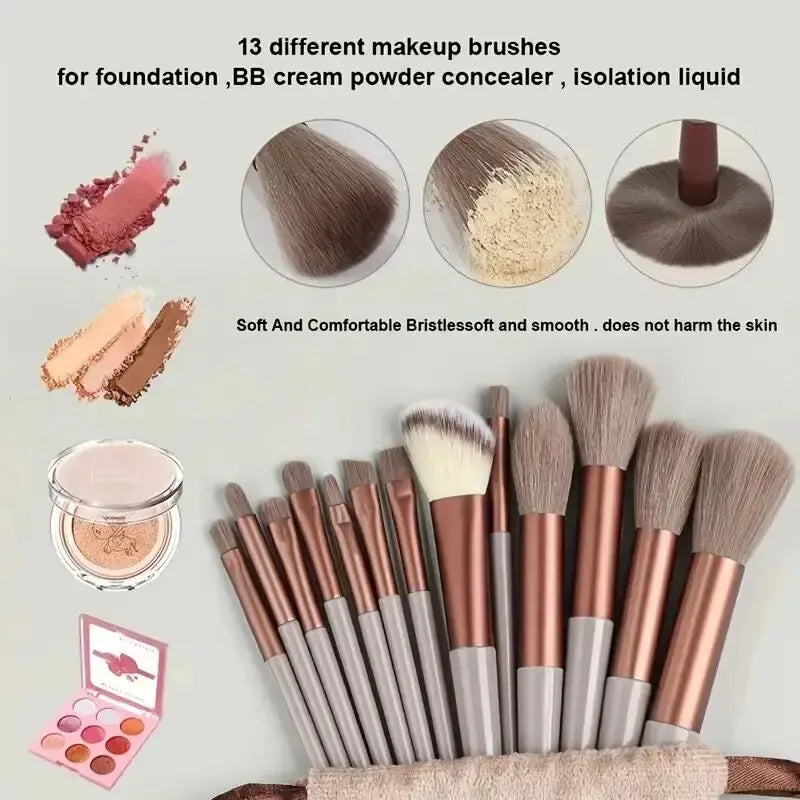 Professional 12-Piece Soft Fluffy Makeup Brush Set with Beauty Sponge & Storage Bag