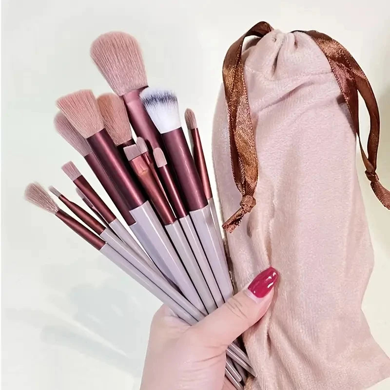 Professional 12-Piece Soft Fluffy Makeup Brush Set with Beauty Sponge & Storage Bag