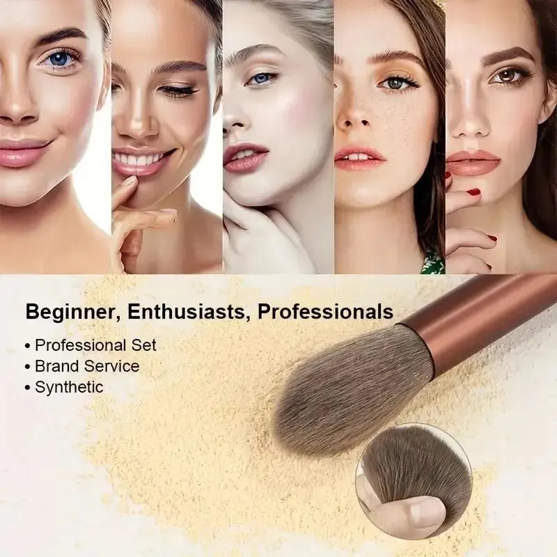 Professional 12-Piece Soft Fluffy Makeup Brush Set with Beauty Sponge & Storage Bag
