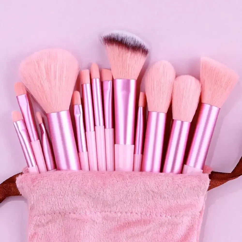 Professional 12-Piece Soft Fluffy Makeup Brush Set with Beauty Sponge & Storage Bag