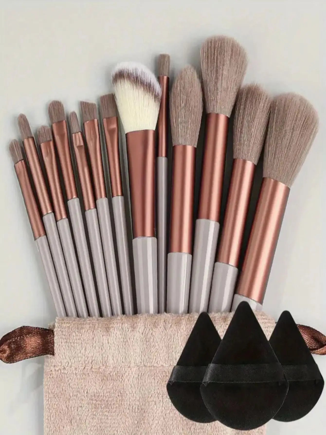 Professional 12-Piece Soft Fluffy Makeup Brush Set with Beauty Sponge & Storage Bag