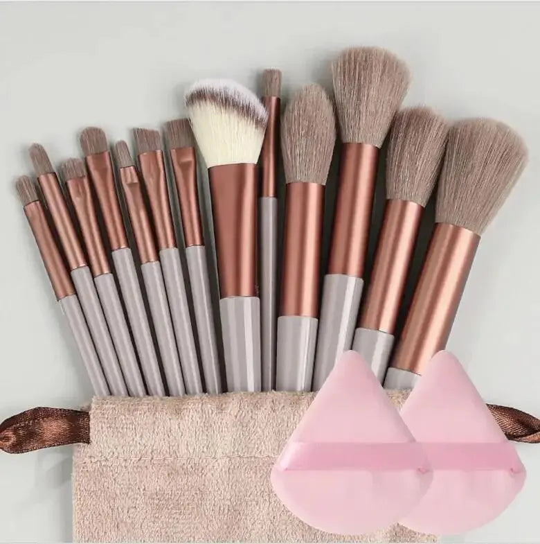 Professional 12-Piece Soft Fluffy Makeup Brush Set with Beauty Sponge & Storage Bag