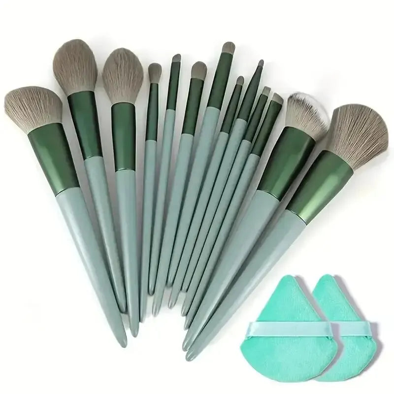 Professional 12-Piece Soft Fluffy Makeup Brush Set with Beauty Sponge & Storage Bag